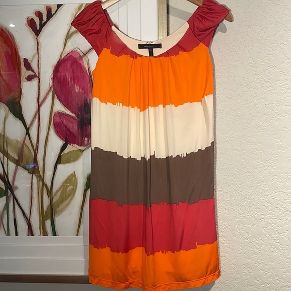 BCBGMaxAzria Silky Rayon Orange Pink Dress - Picture 1 of 8